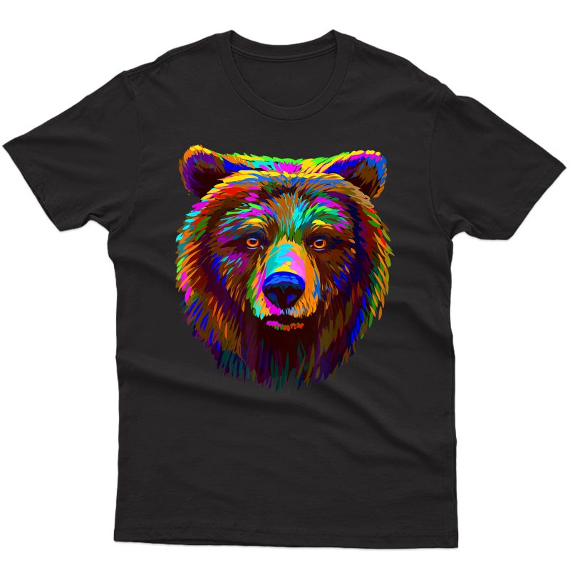 Abstract Multi-colored Portrait Of A Brown Bear T T-shirt