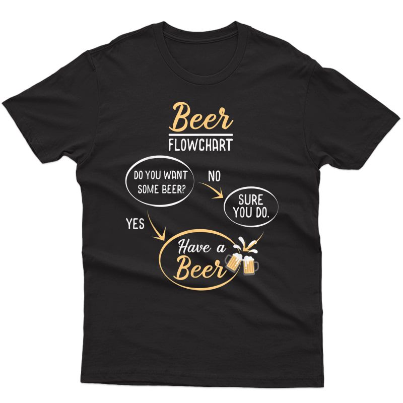 Adult Humor Bartender Alcohol Booze Beer Flow Chart T-shirt