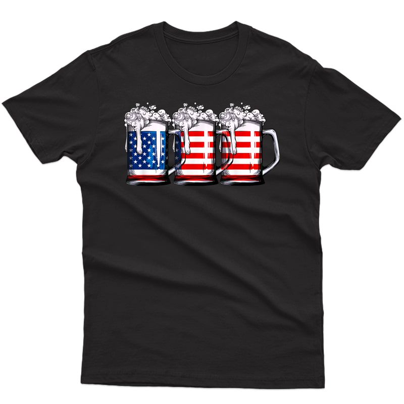 Beer American Flag T Shirt 4th Of July Merica Usa T-shirt