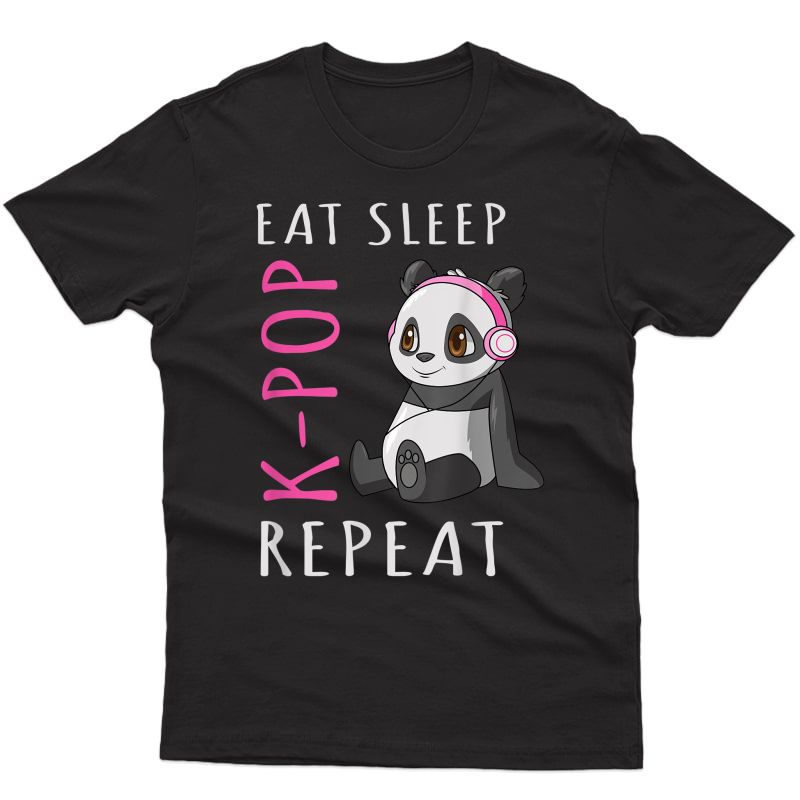 Eat Sleep K-pop Repeat Panda T-shirt