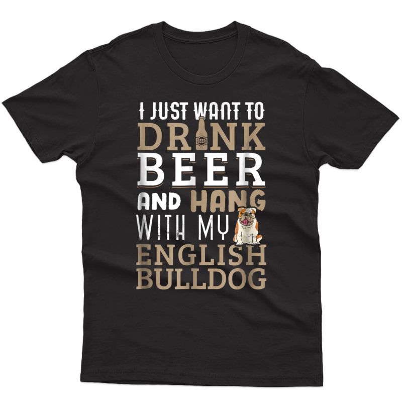 English Bulldog Dad Tshirt Funny British Dog Lover Beer