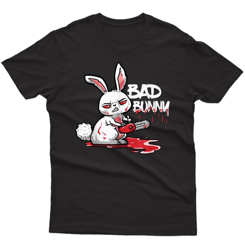 Funny Horror Rabbit Halloween Gift Evil Bad Bunny T-shirt