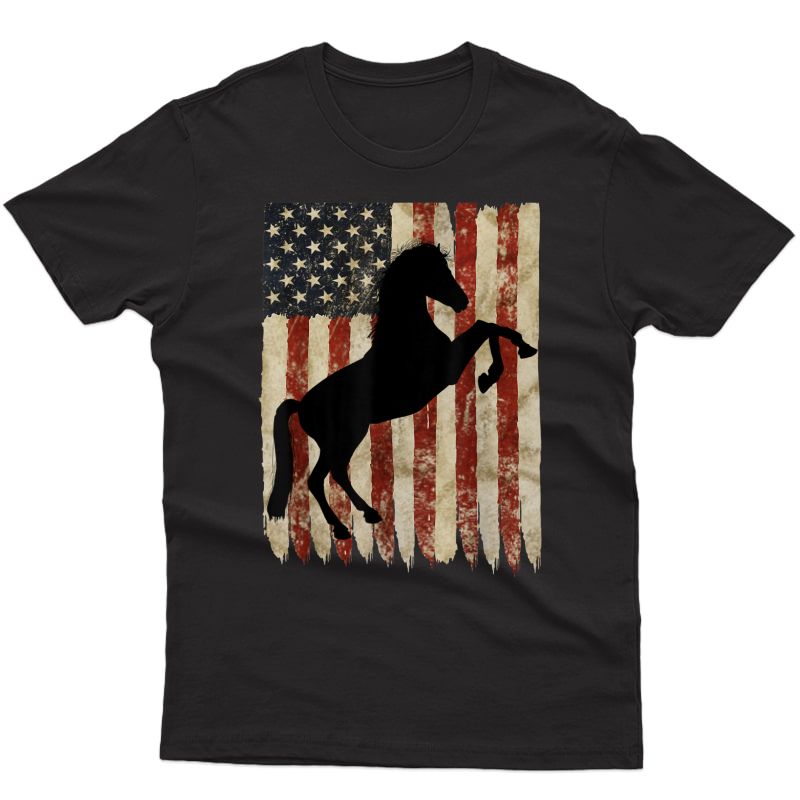 Horse Shirt American Flag Usa Patriotic Stallion Gift T-shirt