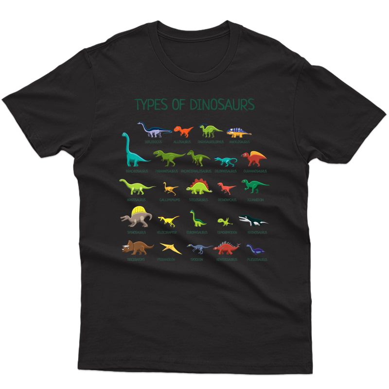 Types Of Dinosaurs Dino Identification T-shirt | Stellanovelty