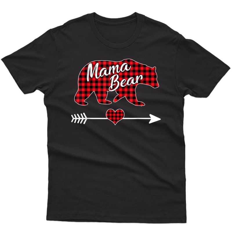 Mama Bear Christmas Pajama Red Buffalo Plaid Family Gift T-shirt