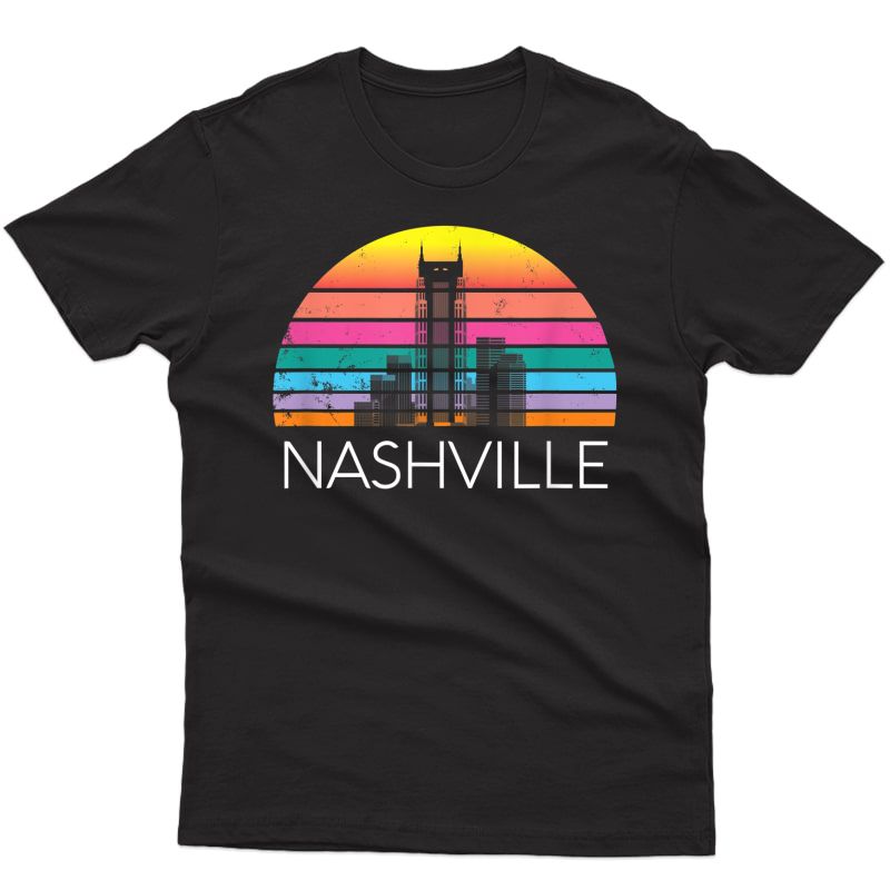 Retro Nashville Tennessee Vintage Skyline Country Music Home T-shirt