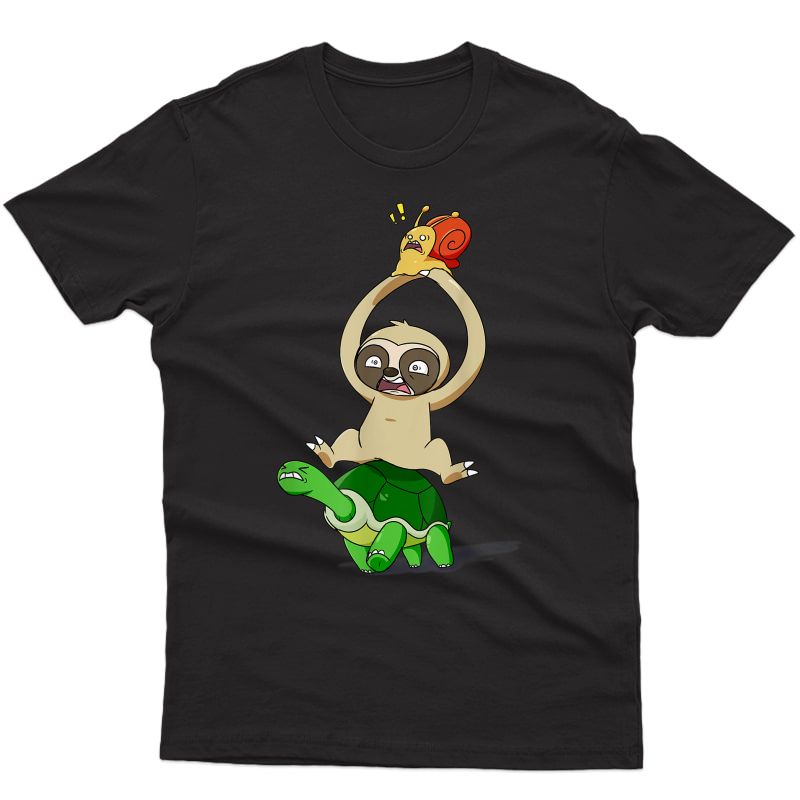 Sloth Turtle Snail Piggyback Running T-shirt Funny Racing