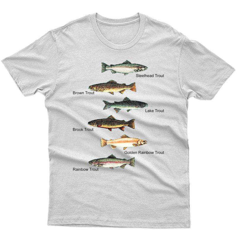 Types Of Trout Fish Species Collection Fishing T-shirt