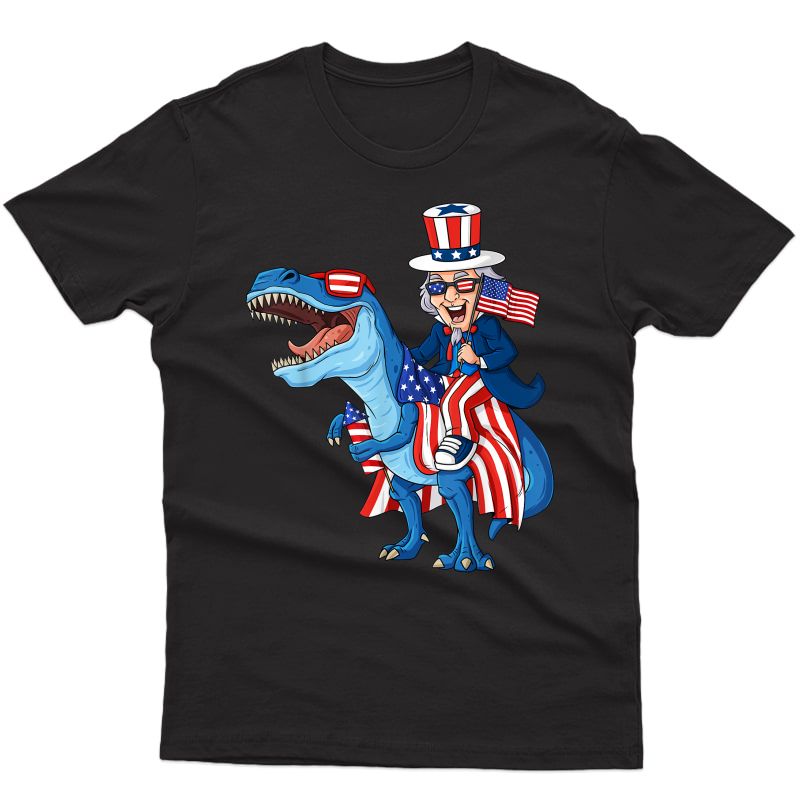Uncle Sam Riding T Rex 4th Of July Girls Dinosaur T-shirt